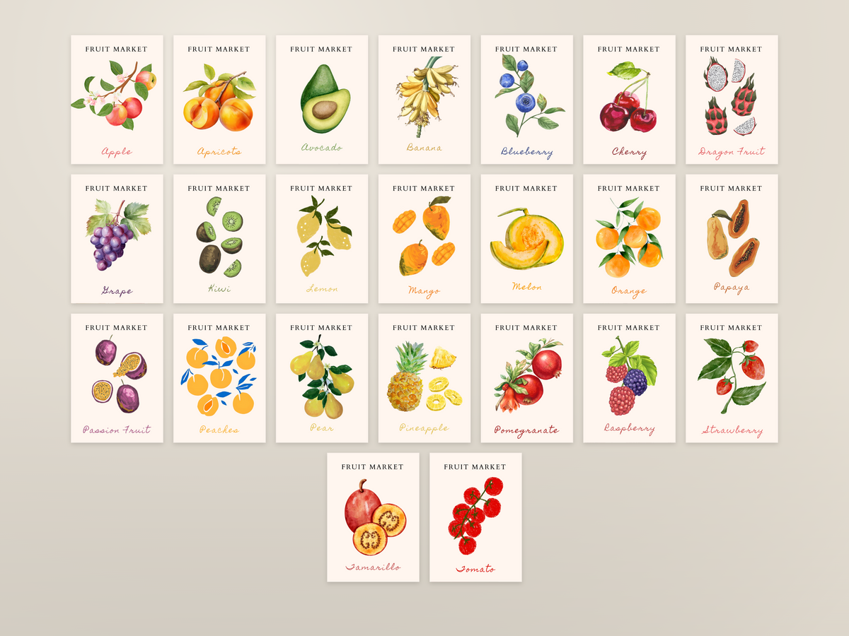 Fruit Market Collection · 23 Láminas de Frutas Imprimibles